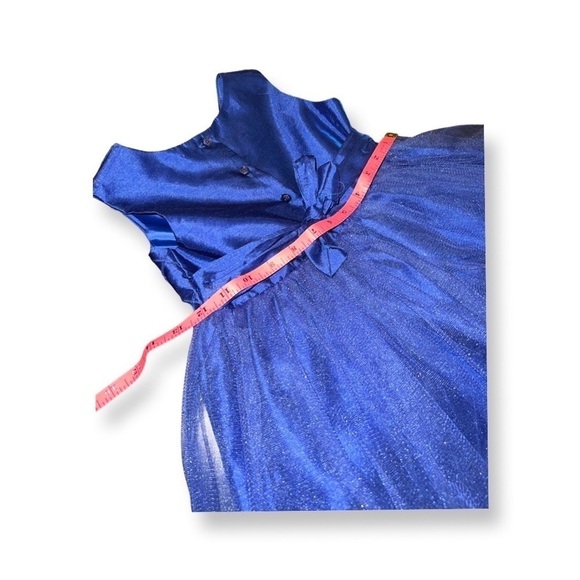 Marmellata dress blue girls size 5 sparkly shiffon like 100% polyester with bow - Picture 4 of 10